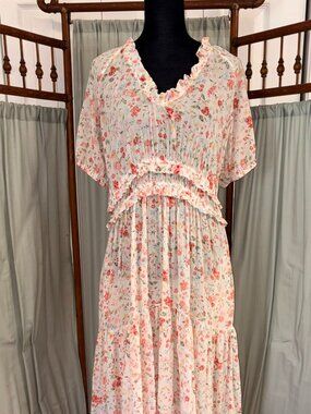 Sundays Floral Cotton Midi Dress Cottagecore Kentucky Derby